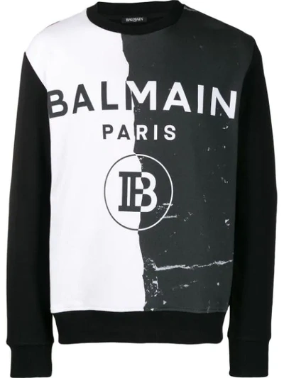 Balmain Monochrome Logo Sweatshirt In Black