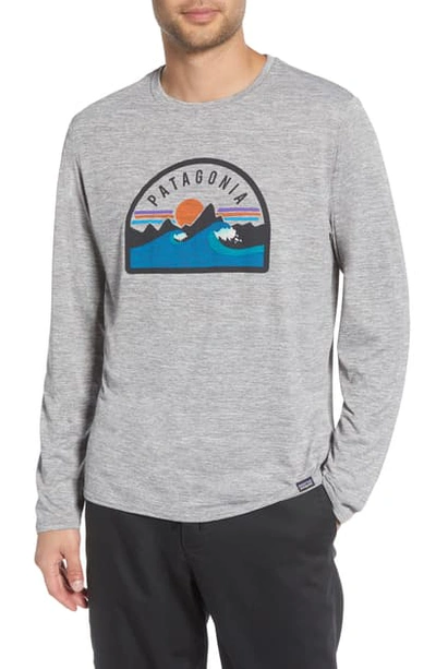 Patagonia Capilene Cool Daily Long Sleeve T-shirt In Boardie Badge Feather Grey