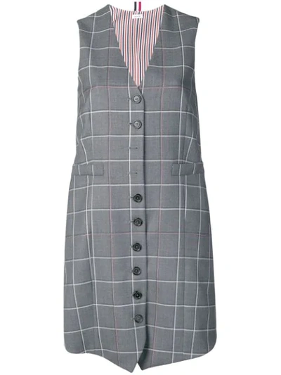 Thom Browne Windowpane Vest Mini Dress In Grey