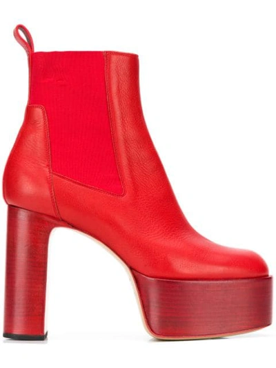 Rick Owens Kiss Ankle Boots In Red