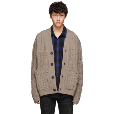 Amiri Cable Knit Cardigan In Brown