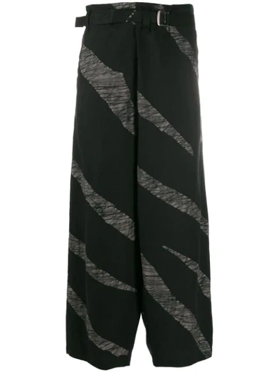 Issey Miyake Striped Loose Trousers In Black