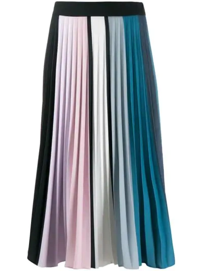 Ssheena Colour Block Pleated Skirt In Blue