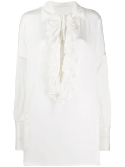 Uma Wang Draped Ruffle Shirt In Neutrals