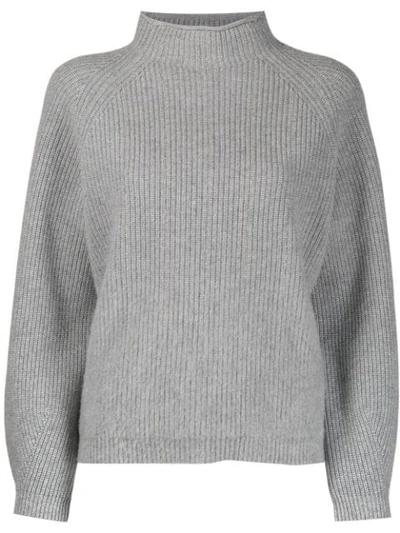 Peserico Ribbed Knit Sweater In 975 Grey