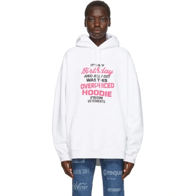 Vetements Oversized Printed Cotton-jersey Hoodie In White