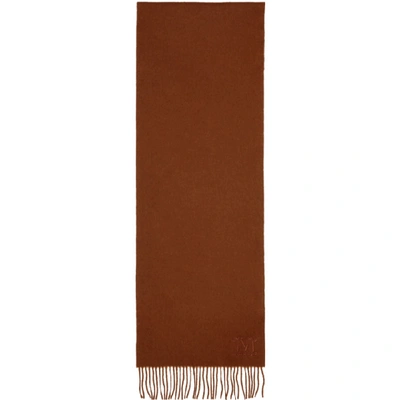 Max Mara Red Wool Fringe Scarf