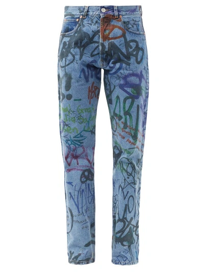 Vetements Graffiti Straight-leg Jeans In Blue