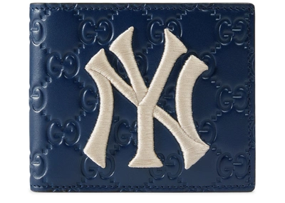Pre-owned Gucci  Wallet Ny Yankees Patch Royal Blue