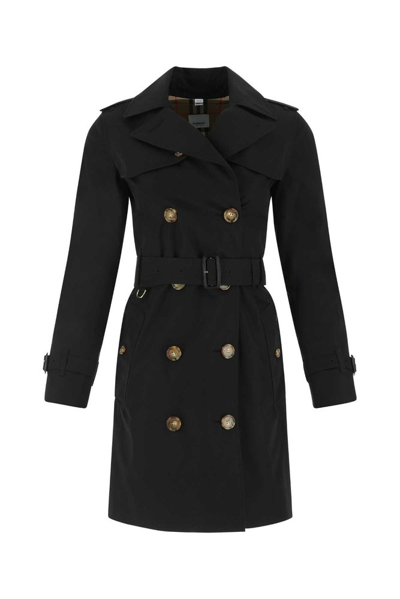 Burberry Double-breasted Belted Trench Coat In Black