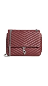 Rebecca Minkoff Edie Flap Shoulder Bag In Pinot Noir