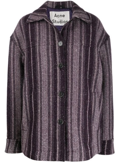 Acne Studios Striped Twill Overshirt Black/purple