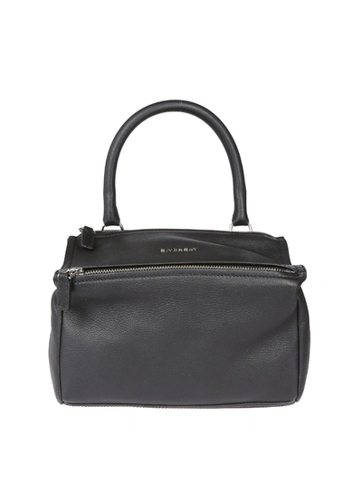 Givenchy Pandora Black Grained Leather Small Bag In Grey