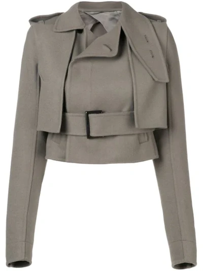 Rick Owens Short Belted Trench In Grey