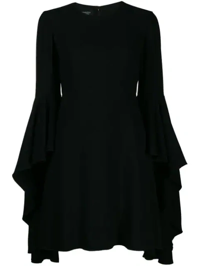 Giambattista Valli Crepe A-line Mini Dress With Cascading Sleeves In Black