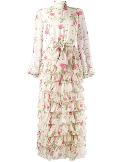 Giambattista Valli Floral Print Dress In Neutrals