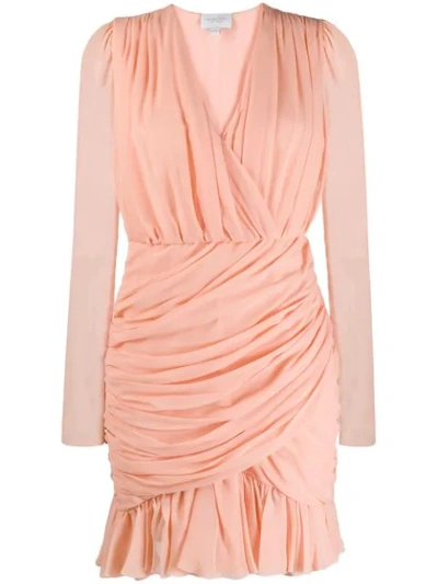 Giambattista Valli Ruched Silk Mini Dress In Pink