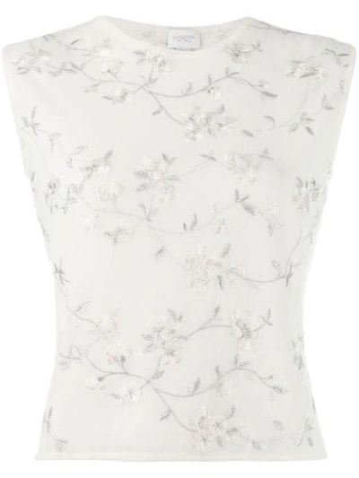 Giambattista Valli Floral Embroidered Knitted Top In White