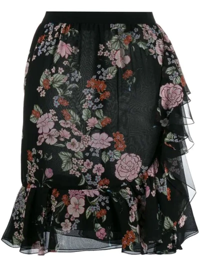 Giambattista Valli Floral Print Peplum Skirt In Black