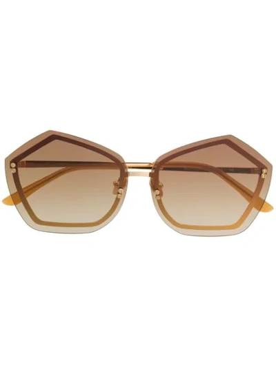Self-portrait Geometric Framed Sunglasses In 棕色