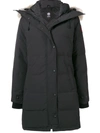 Canada Goose Hooded Mid-length Coat In Black