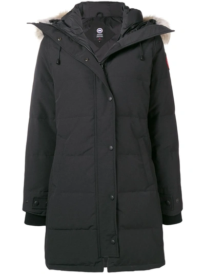 Canada Goose Hooded Mid-length Coat In Black