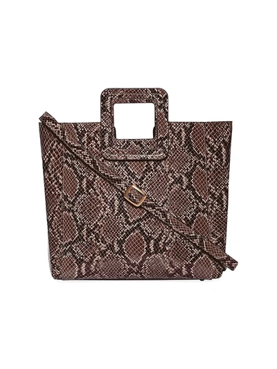 Staud Shirley Snakeskin-embossed Leather Tote In Gray Pattern