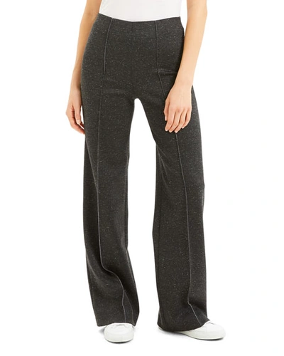 Theory Melange Ponte Wide-leg Trousers In Charcoal