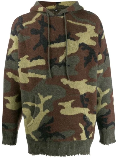 13 Rattles Camo-print Hooded Pullover Sweater