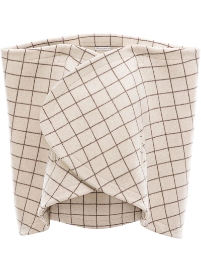 Jw Anderson Exclusive Windowpane Wrap Cape In Neutrals