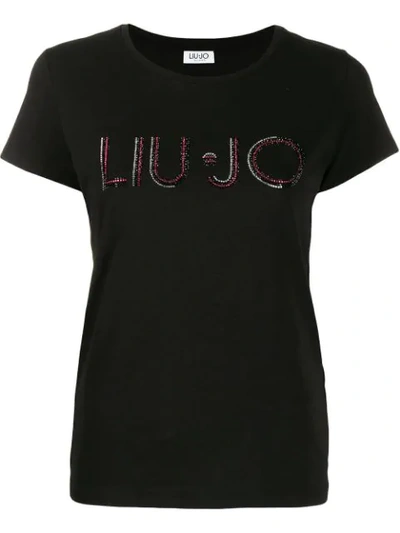 Liu •jo Embellished Logo T-shirt In Black