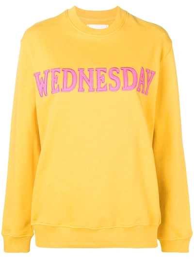 Alberta Ferretti Wednesday Patch Sweatshirt In Yellow,pink