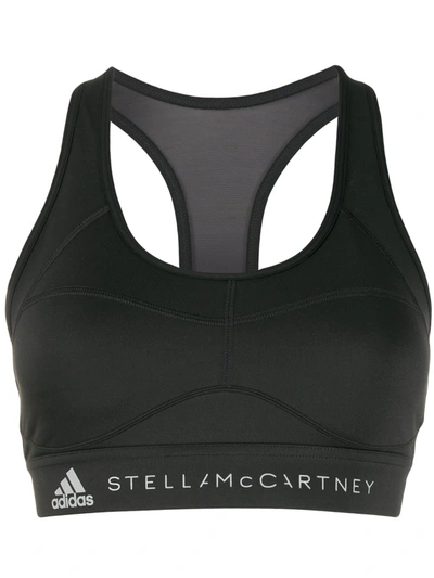 Adidas By Stella Mccartney Essentials Mesh-paneled Climalite Sports Bra In Black