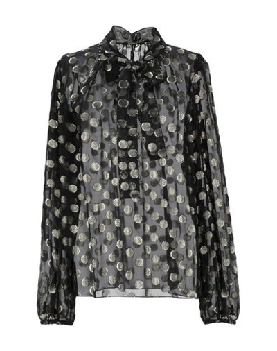 Dolce & Gabbana Polka-dot Bow-detail Silk Chiffon Blouse In Black