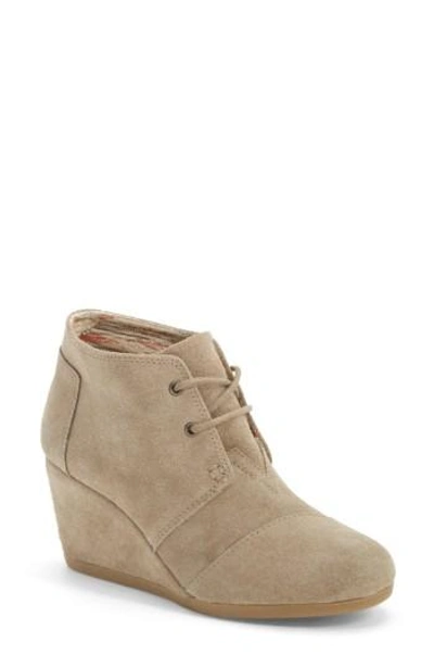 Toms 'desert' Wedge Bootie In Taupe Suede