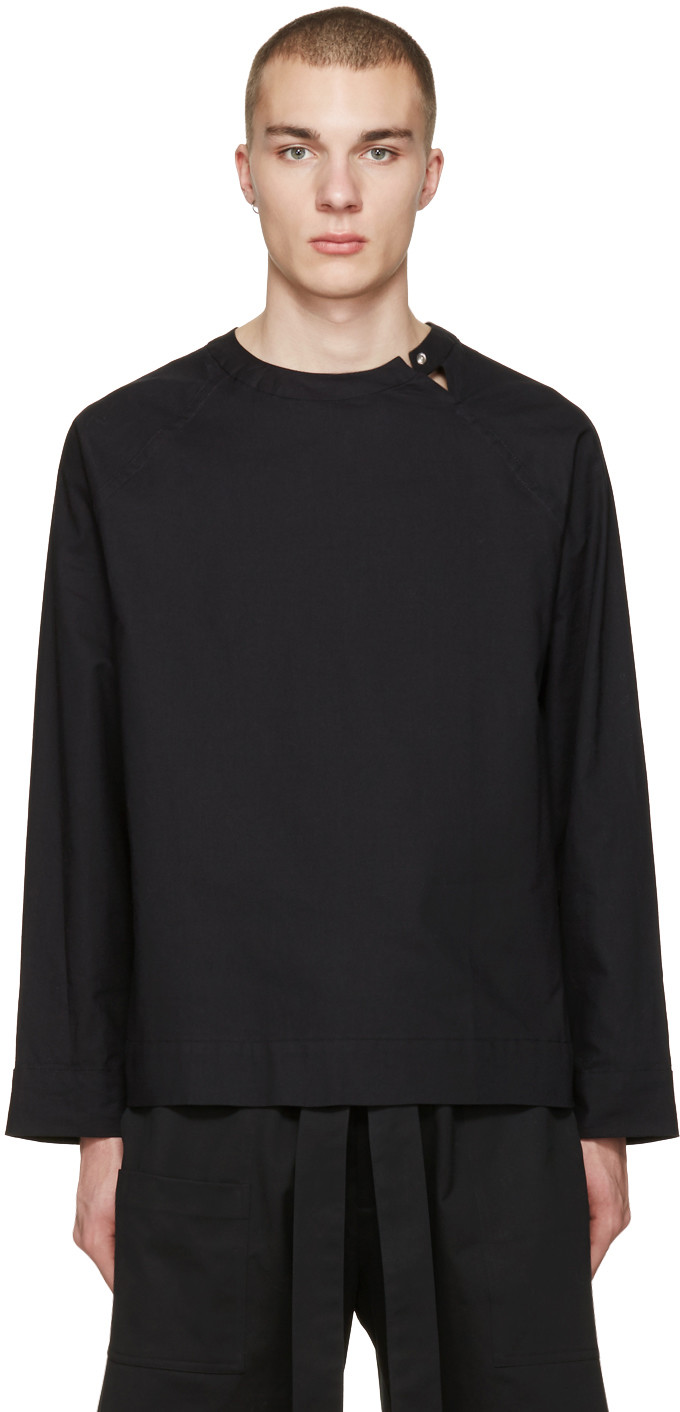 Phoebe English Black Split Neck Shirt | ModeSens