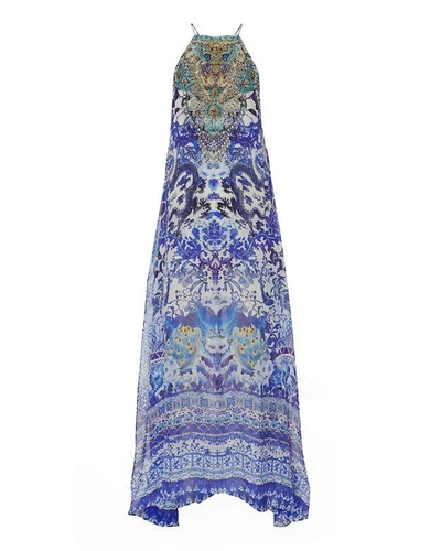 Camilla High-neck Embellished Silk Maxi Dress, Guardian Of Secrets In Multi