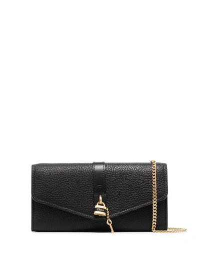 Chloé Aby Embellished Textured-leather Continental Wallet In Black