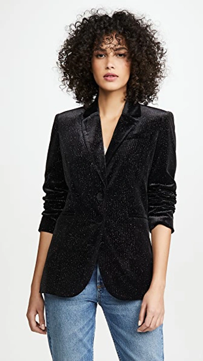 Retroféte Women's Ruth Lurex Stripe Velvet Blazer In Black Multi