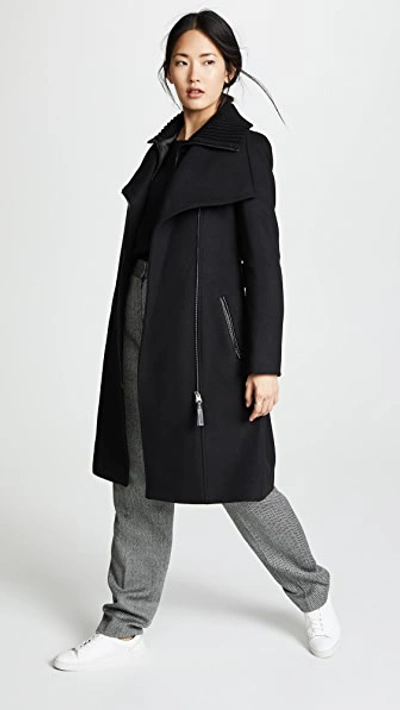 Mackage Nori Double-collar Wool-blend Coat In Black