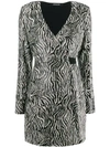 Andamane Bonnie Sequin Zebra-print Wrap Dress In Zebra Bianca