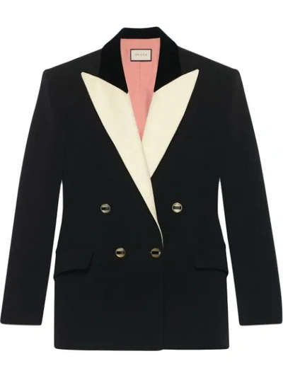 Gucci Two-tone Silk-wool Cady Tuxedo Jacket In 101 - Black: