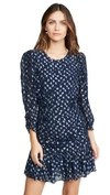 Tanya Taylor Raven Metallic Polka Dot Stretch-silk Sheath Dress In Navy