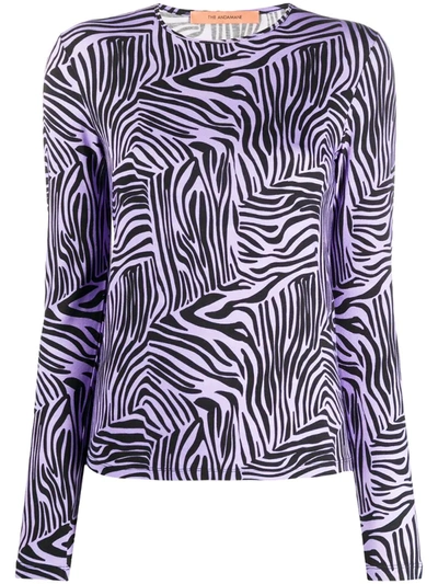 Andamane Beth Zebra-print Turtleneck Top In Fuchsia