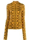 Andamane Beth Snake-print Turtleneck Top In Yellow