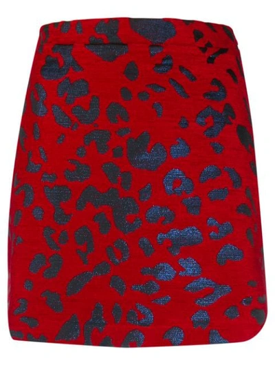 Andamane Bertha Leopard Jacquard Mini Skirt In Red Leopard