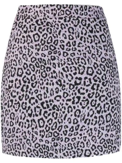 Andamane Bertha Leopard-print Tweed Mini Skirt In Leopard Lilac
