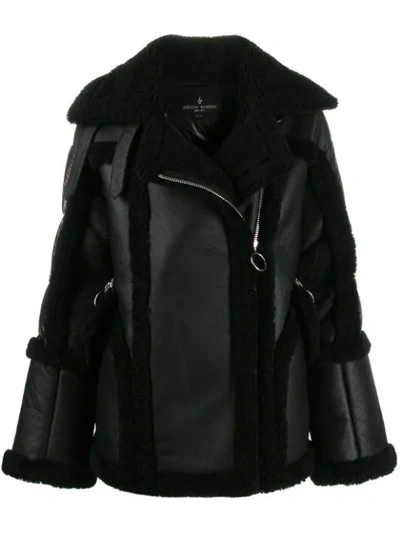 Nicole Benisti Montaigne Shearling-trimmed Jacket In Black