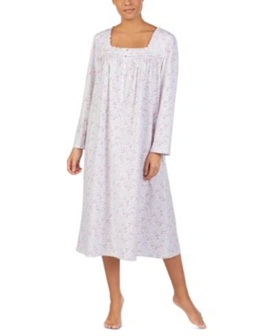 Eileen West Jersey Knit Long-sleeved Ballet Nightgown In Viney Floral