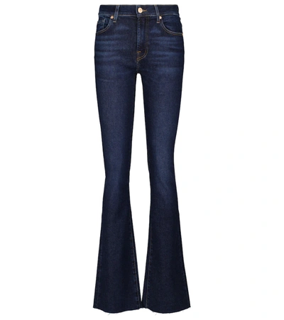 7 For All Mankind Low-rise Original Bootcut Jeans In Mercer In Dark Blue